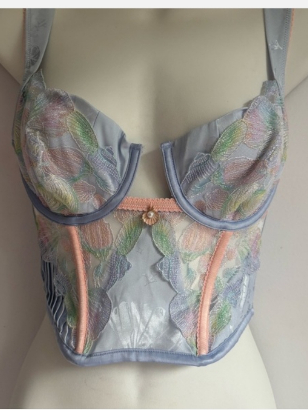 NWOT FOR LOVE AND LEMONS SEASHELL PEAR JEWEL PASTEL FLORAL LACE  CORSET